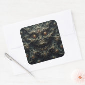 Eng patroon, donkere fantasie vierkante sticker (Envelop)