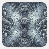 Eng patroon, donkere fantasie vierkante sticker (Voorkant)