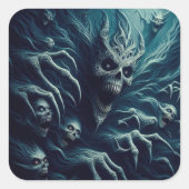 Eng patroon, donkere fantasie vierkante sticker (Voorkant)