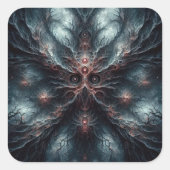 Eng patroon, donkere fantasie vierkante sticker (Voorkant)