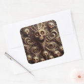 Eng patroon, donkere fantasie vierkante sticker (Envelop)