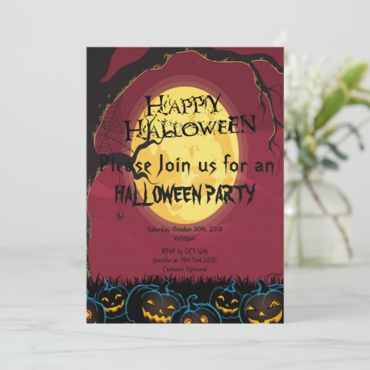 eng pompoen Halloween feest Kaart (Staand voorkant)