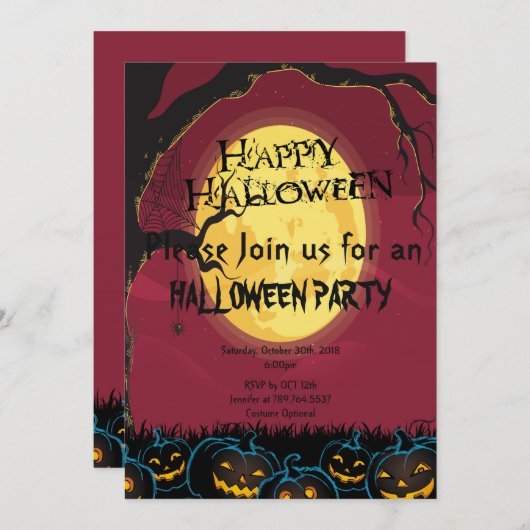 eng pompoen Halloween feest Kaart (Voorkant / Achterkant)