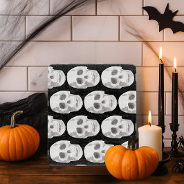 Eng schedelpatroon | Zwart-wit Halloween Snijplank