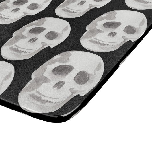 Eng schedelpatroon | Zwart-wit Halloween Snijplank (Hoek)