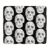 Eng schedelpatroon | Zwart-wit Halloween Snijplank (Voorkant)