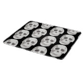 Eng schedelpatroon | Zwart-wit Halloween Snijplank (Hoek)
