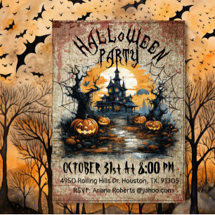 eng spookhuis halloween party kaart
