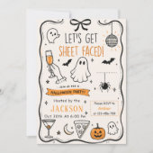 Eng spooky let's get sheet faced grappig halloween kaart (Voorkant)