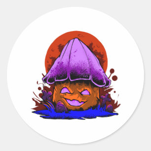 eng spooky zombie paddestoel retro Halloween-feest Ronde Sticker