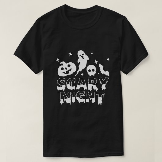 Eng T-shirt Halloween met tekst 'Scary Night' (Design voorkant)
