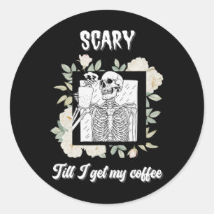 Eng Tot Ik Mijn Koffie Skelet Krijg Halloween Cup Ronde Sticker