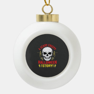 Eng verhaal over griezelig Halloween-schedelontwer Keramische Bal Ornament