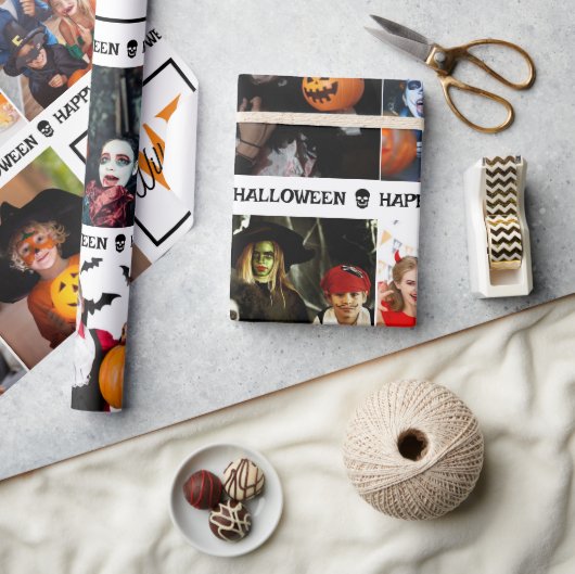 Eng Voeg je eigen foto monogram Happy Halloween Cadeaupapier (Crafts)