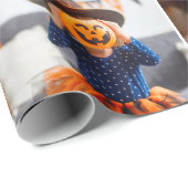 Eng Voeg je eigen foto monogram Happy Halloween Cadeaupapier (Rol Hoek)