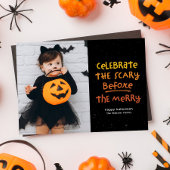 Eng voor vrolijk schattig Halloween foto Feestdagenkaart