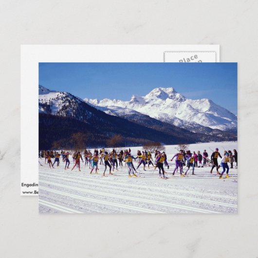 Engadin ski marathon, Silvaplana, Zwitserland Wint Briefkaart (Voorkant / Achterkant)
