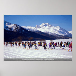 Engadin ski marathon, Silvaplana, Zwitserland Wint Poster
