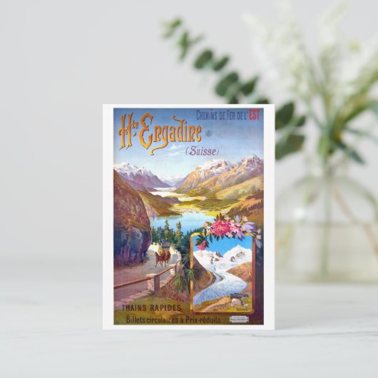 Engadin, Zwitserland, landschap en bergweg Briefkaart (Staand voorkant)