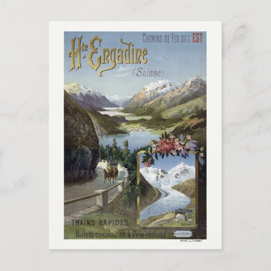 Engadin Zwitserland Railroad Vintage Poster Briefkaart (Voorkant)