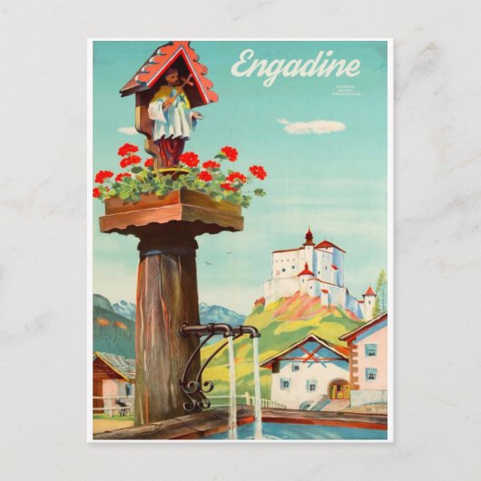 Engadine, Stadslente, Zwitserland Briefkaart (Voorkant)