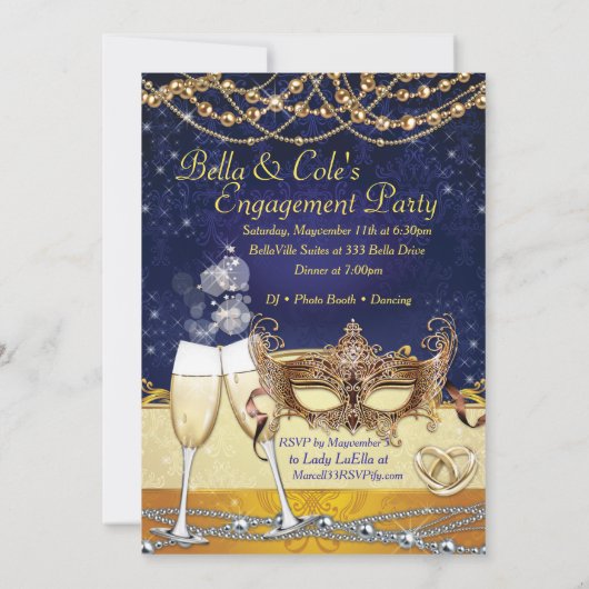 Engage Masquerade Mardi Gras Verjaardagsfeest Uitn Kaart (Achterkant)