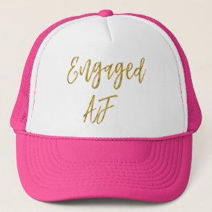 Engaged AF Gold Foil en White Trucker Hat Trucker Pet