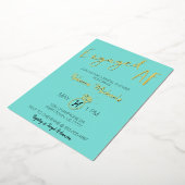 Engaged AF Gold Metallic & Blue Vrijgezellenfeest Folie Uitnodiging (Gedraaid)