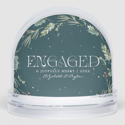 Engaged and Joyfully Merry Custom Photo Sneeuwbol (Voorkant)