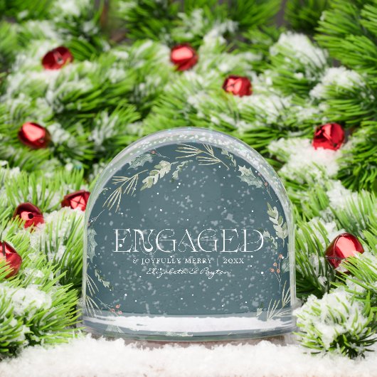 Engaged and Joyfully Merry Custom Photo Sneeuwbol (Kerstmis)