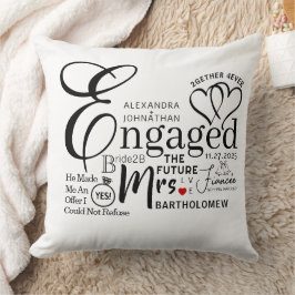 Engaged Collage Wedding Announcement Kussen