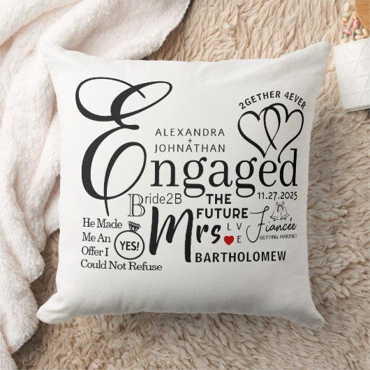 Engaged Collage Wedding Announcement Kussen (Deken)
