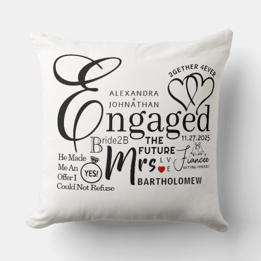 Engaged Collage Wedding Announcement Kussen (Voorkant)