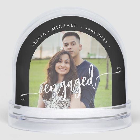 Engaged couple 2 photo script personalized sneeuwbol (Voorkant)