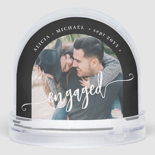 Engaged couple 2 photo script personalized sneeuwbol (Achterkant)