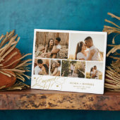 Engaged couple 6 photo collage template white fotoplaat (Zijkant)