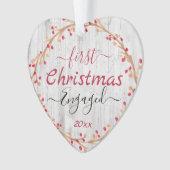 Engaged Couple First Kerstmis Rustisch Hood Ornament (voorkant)