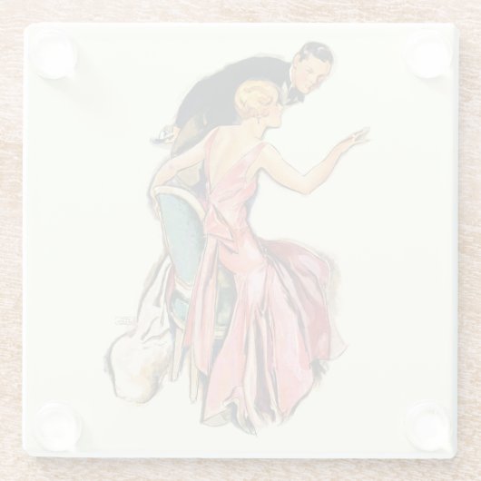 Engaged Couple Glazen Onderzetter (Achterkant)