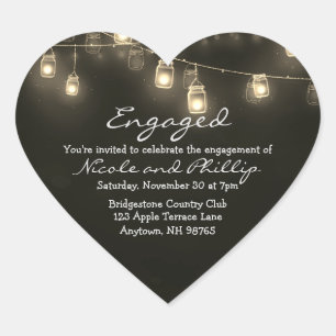 Engaged Couple Mason Jar Lights  Hart Sticker