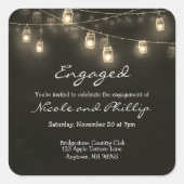 Engaged Couple Mason Jar Lights  Vierkante Sticker (Voorkant)