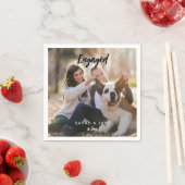Engaged Couple Photo With Pet Fun Cocktail  Servet (Insitu)