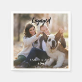 Engaged Couple Photo With Pet Fun Cocktail  Servet (Voorkant)