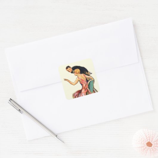 Engaged Couple Vierkante Sticker (Envelop)