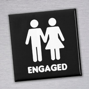 Engaged Couple (White Silhouette) Magneet