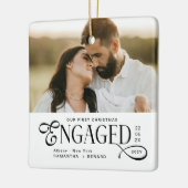 Engaged Couples 2 Photos Stylish First Christmas Keramisch Ornament (Links)