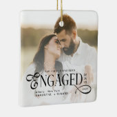 Engaged Couples 2 Photos Stylish First Christmas Keramisch Ornament (Rechts)