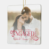 Engaged Couples 2 Photos Stylish First Christmas Keramisch Ornament (Links)