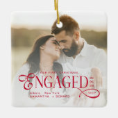 Engaged Couples 2 Photos Stylish First Christmas Keramisch Ornament (Voorkant)