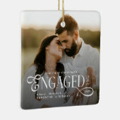 Engaged Couples 2 Photos Stylish First Christmas Keramisch Ornament (Rechts)