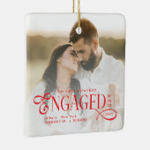 Engaged Couples 2 Photos Stylish First Christmas Keramisch Ornament (Rechts)